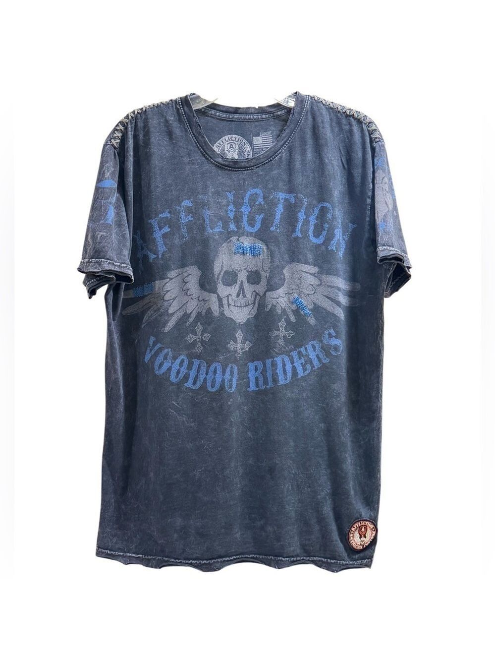 Affliction Men's Graphic Tee Voodoo Riders Blue His Size Large - Picture 6 of 10